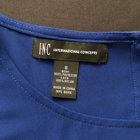 I•N•C - BLUE AND BLACK LACE BLOUSE - Picture 3 of 6